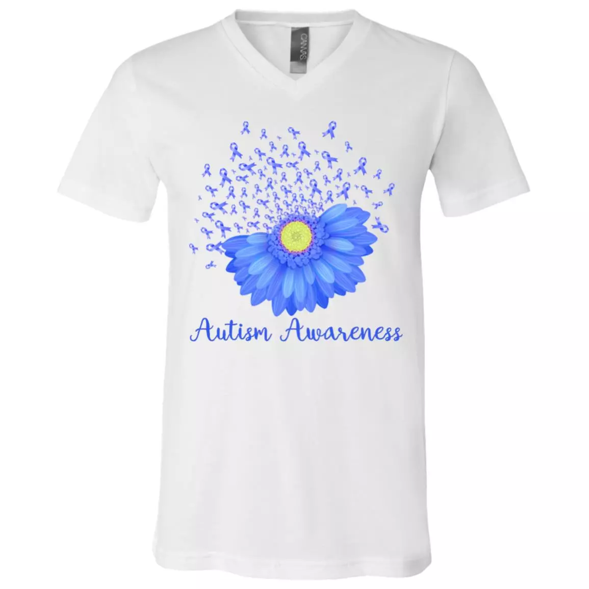 Autism Shirt, White, V-Neck T-Shirt Autism Shirt, White, V-Neck T-Shirt