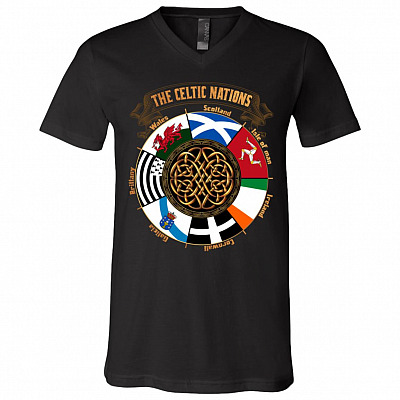 celtic tee, Black, V-Neck T-Shirt