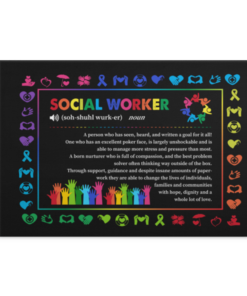 Social Worker Definition a Person Who Has Seen Heard And Written A Goal Framed Canvas - Unframed Poster, White, 0.75'' Framed Canvas