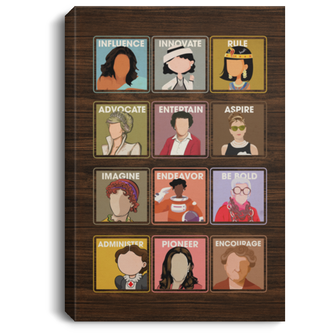 Kamala Michelle Audrey Julia Clara - Influential Women Feminist Framed Canvas - Unframed Poster, White, 0.75'' Framed Canvas