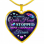 The Moment Your Heart Stopped Mine Changed Forever in Loving Memory Gift Heart Pendant Necklace - Heart Luxury Necklace (Gold Plated)