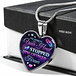 The Moment Your Heart Stopped Mine Changed Forever in Loving Memory Gift Heart Pendant Necklace - Heart Luxury Necklace (Silver)