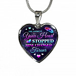 The Moment Your Heart Stopped Mine Changed Forever in Loving Memory Gift Heart Pendant Necklace - Heart Luxury Necklace (Silver)