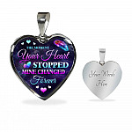 The Moment Your Heart Stopped Mine Changed Forever in Loving Memory Gift Heart Pendant Necklace - Heart Luxury Necklace (Silver)