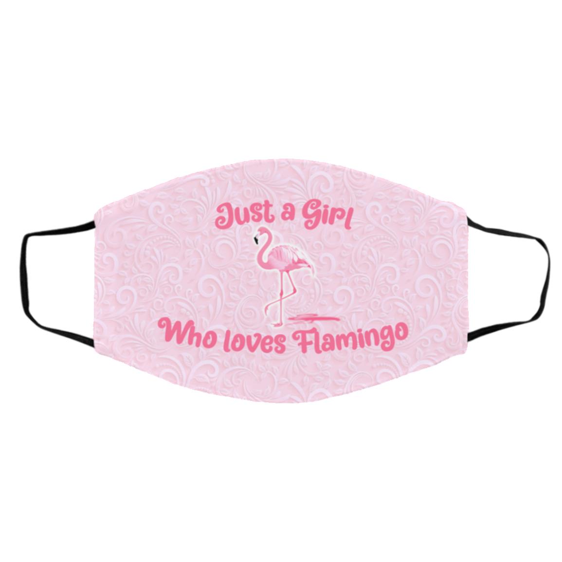 Just A Girl Who Loves Flamingo, White, Cloth Face Cover – Medium/Large