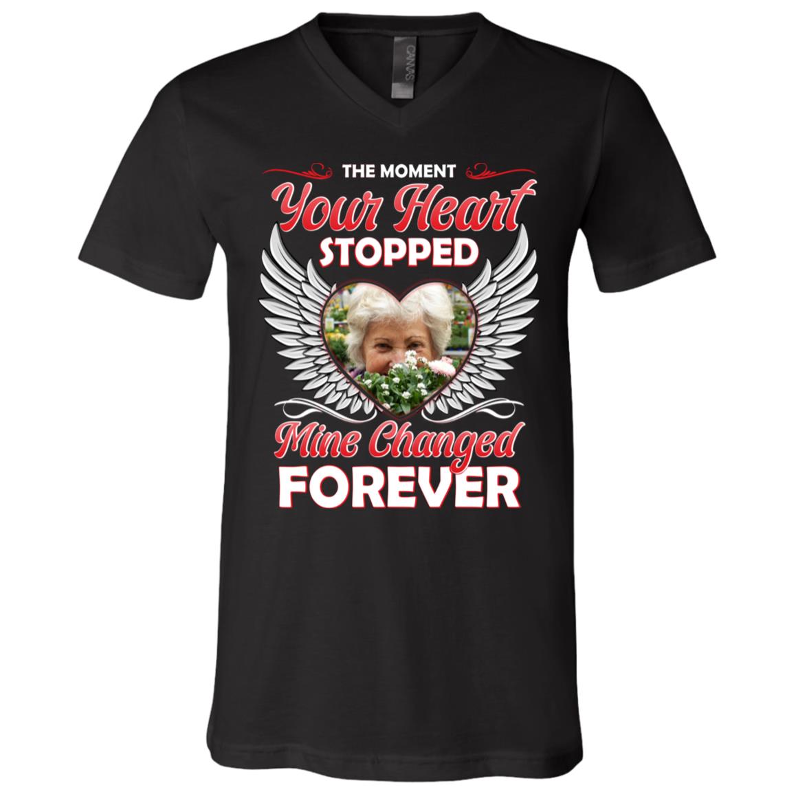 Custom Photo the Moment Your Heart, Black, V-Neck T-Shirt