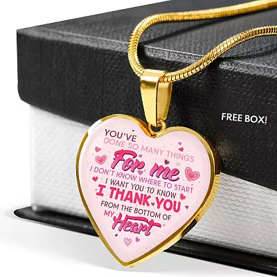 Thank You From The Bottom Of My Heart Heart Pendant Necklace - Heart Luxury Necklace (Gold Plated)