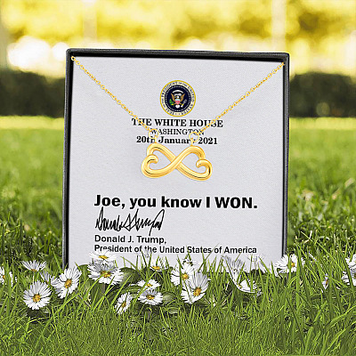 Joe You Know I Won Funny Trump White House Note 2021 Infinity Heart Pendant Necklace