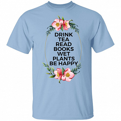 Drink Tea Read Books, Light Blue, Unisex T-Shirt