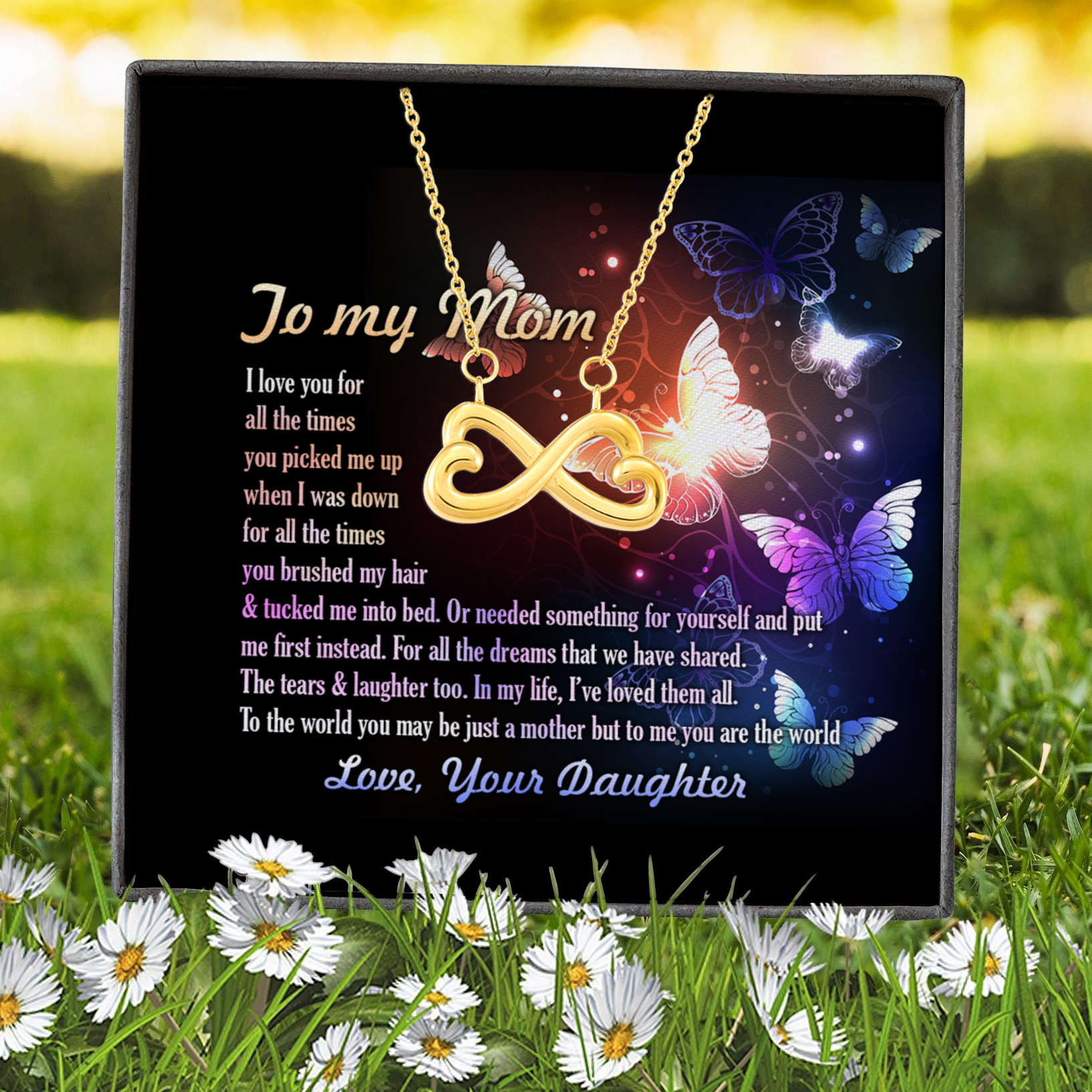 To My Mom I Love You For All The Times Infinity Heart Necklace (Gold) 7