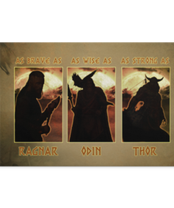 Viking Brave as Ragnar Wise as Odin Strong Viking Warrior Framed Canvas Unframed Poster – Home Decor Wall Art, White, 0.75'' Framed Canvas