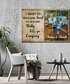 Alternative view of Personalized I Want Hold Your Hand At 80s Let's Go Camping Canvas Poster - Go Camping Partner Couple Wall Art