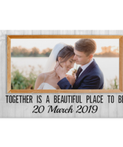 Custom Photo Together Is A Beautiful Place To Be Wrapped Framed Canvas Prints - Unframed Poster, White, 0.75'' Framed Canvas