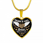 Daddy's Girl I Used To Be His Angel Now He Is Mine I Miss You Heart Pendant Necklace - Heart Luxury Necklace (Gold Plated)