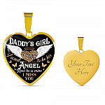 Daddy's Girl I Used To Be His Angel Now He Is Mine I Miss You Heart Pendant Necklace - Heart Luxury Necklace (Gold Plated)
