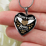 Daddy's Girl I Used To Be His Angel Now He Is Mine I Miss You Heart Pendant Necklace - Heart Luxury Necklace (Silver)