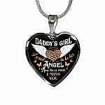 Daddy's Girl I Used To Be His Angel Now He Is Mine I Miss You Heart Pendant Necklace - Heart Luxury Necklace (Silver)