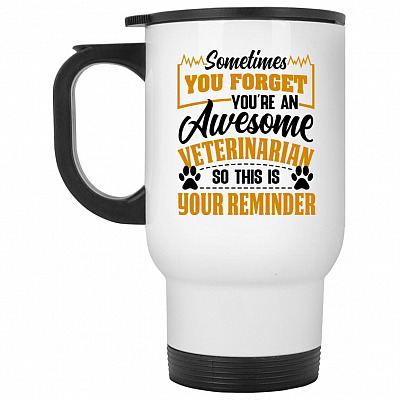 14 oz. White Travel Mug