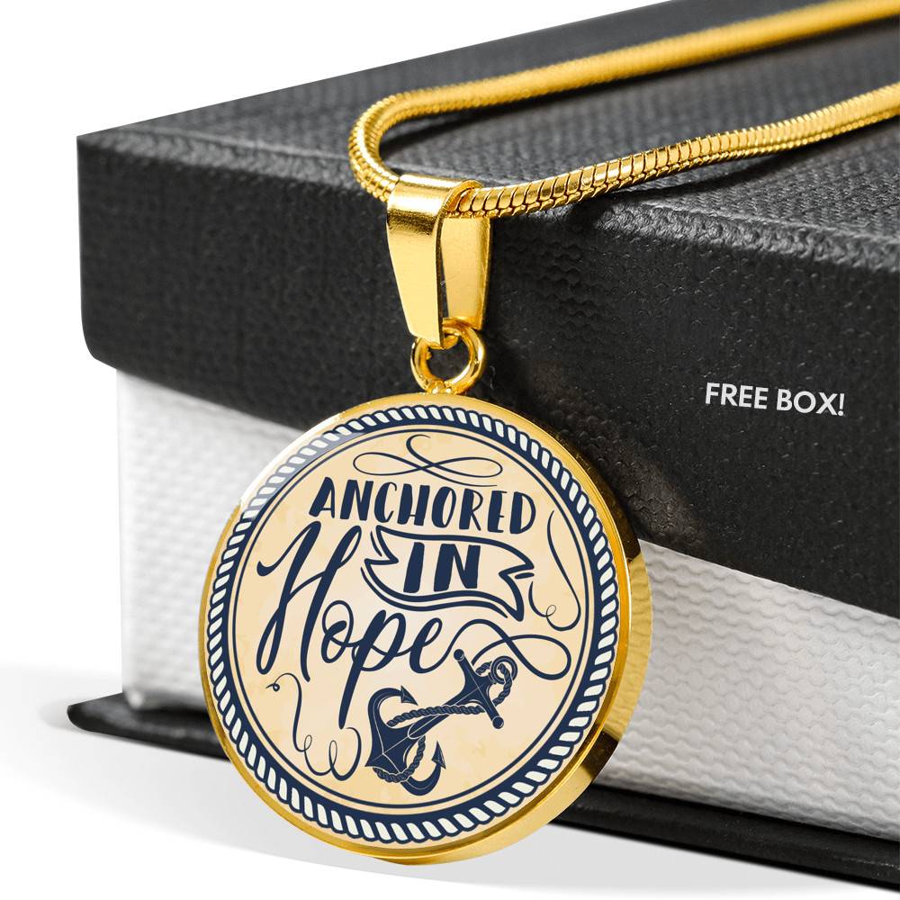 Anchored In Hope Circle Pendant Necklace - Circle Luxury Necklace (Gold Plated)