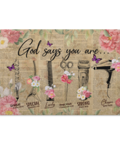 Hairdresser God Says You Are Unique Special Lovely Precious Strong Chosen Framed Canvas Prints - Unframed Poster, White, 0.75'' Framed Canvas