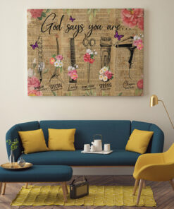 Alternative view of Hairdresser God Says You Are Unique Special Lovely Precious Strong Framed Canvas Prints - Unframed Poster