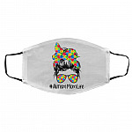 Autism Mom Life, White, Cloth Face Cover – Medium/Large