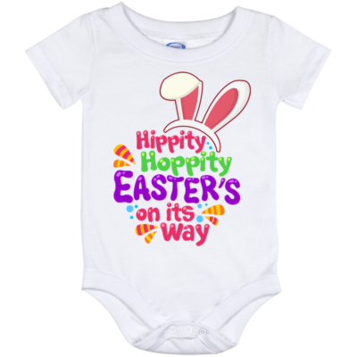 Hippity Hoppity Easter's on Its Way Easter Bunny Baby Onesie - Toddler Baby Infant Bodysuit, White, Baby Onesie - 12 Month