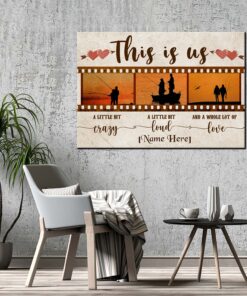 Alternative view of Personalized This Is Us Fishing Couple Film Strip Gallery Wrapped Framed Canvas Prints - Unframed Poster