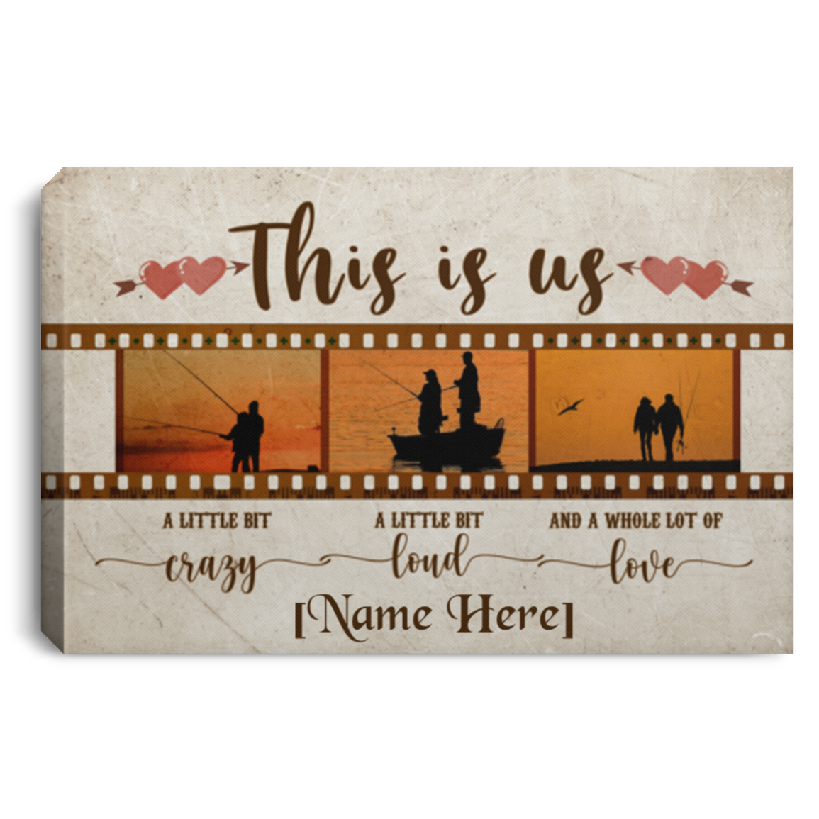 Personalized This Is Us Fishing Couple Film Strip Gallery Wrapped Framed Canvas Prints - Unframed Poster, White, 0.75'' Framed Canvas