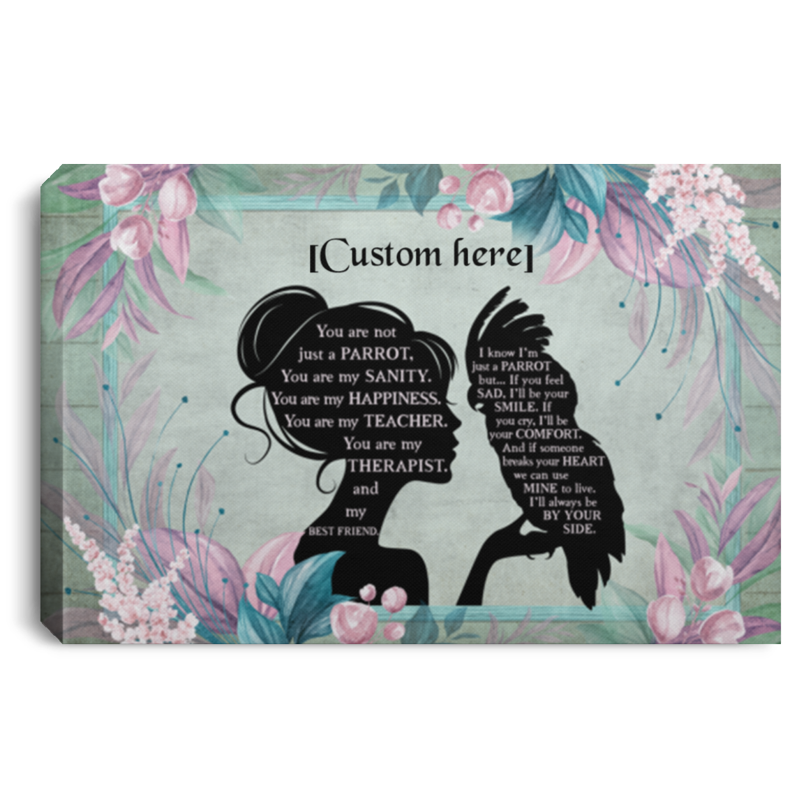Personalized Parrot You Are My Sanity Gallery Wrapped Framed Canvas Prints - Unframed Poster - Wall Art, White, 0.75'' Framed Canvas