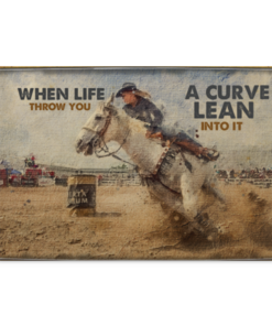 When Life Throws You A Curve Lean Into It Barrel Racing Gifts Framed Canvas Prints - Unframed Poster, White, 0.75'' Framed Canvas