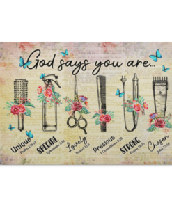 Hairstylist God Says You Are Unique Special Lovely Precious Strong Framed Canvas Prints - Unframed Poster, White, 0.75'' Framed Canvas