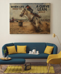 Alternative view of When Life Throws You A Curve Lean Into It Barrel Racing Gifts Framed Canvas Prints - Unframed Poster
