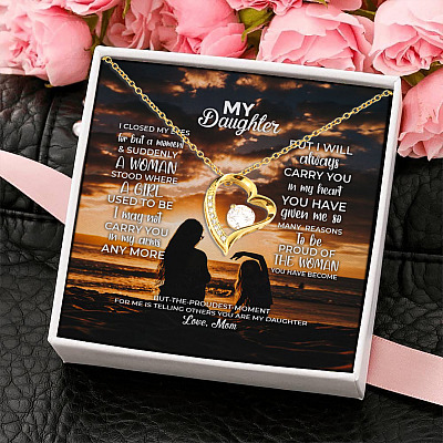 Alternative view of Mom to My Daughter I Closed My Eyes for But a Moment and Suddenly Forever Love Pendant Necklace
