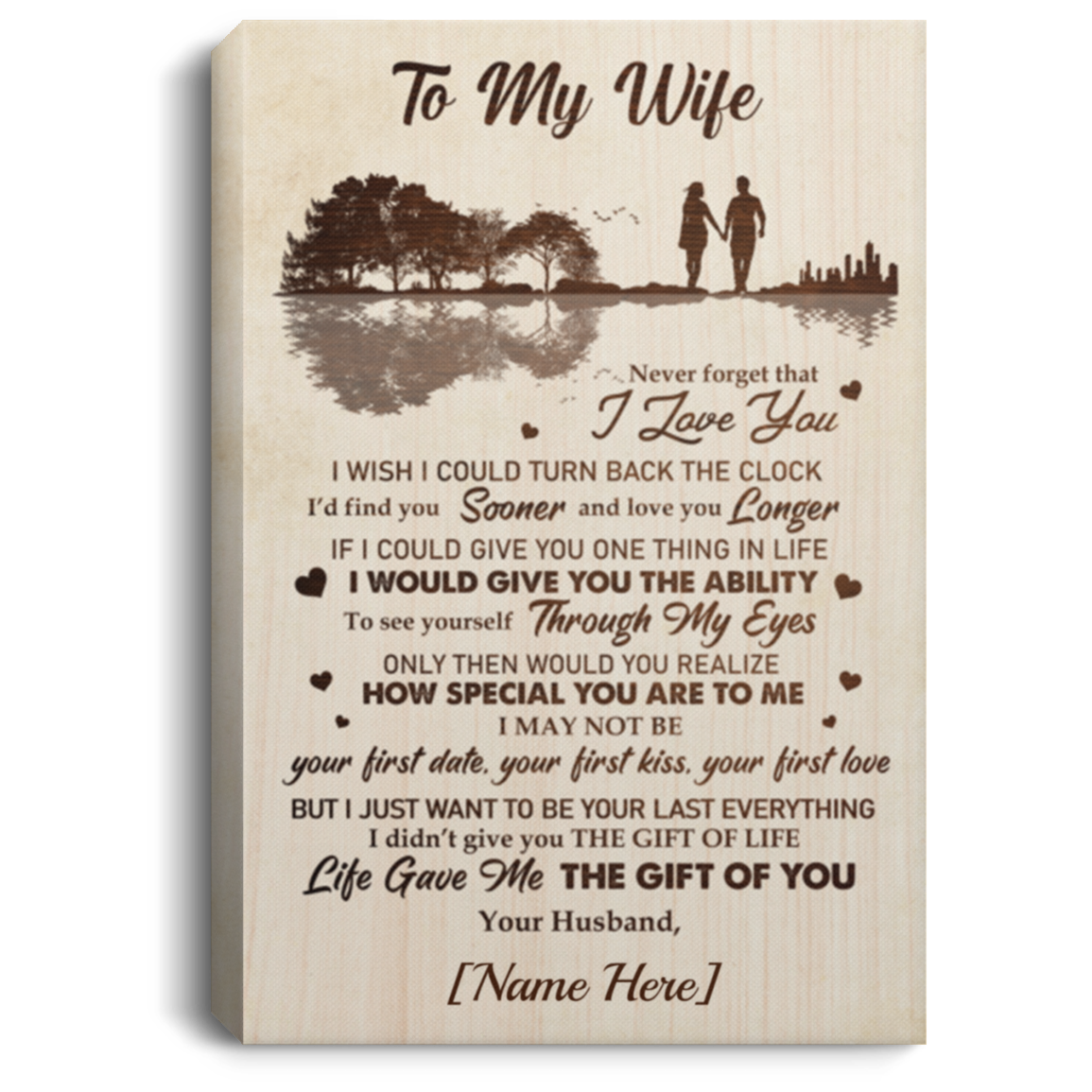 Personalized To My Wife Never Forget I Love You Framed Canvas - Unframed Poster - Gift For Wife From Husband, White, 0.75'' Framed Canvas