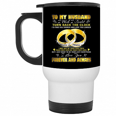 14 oz. White Travel Mug