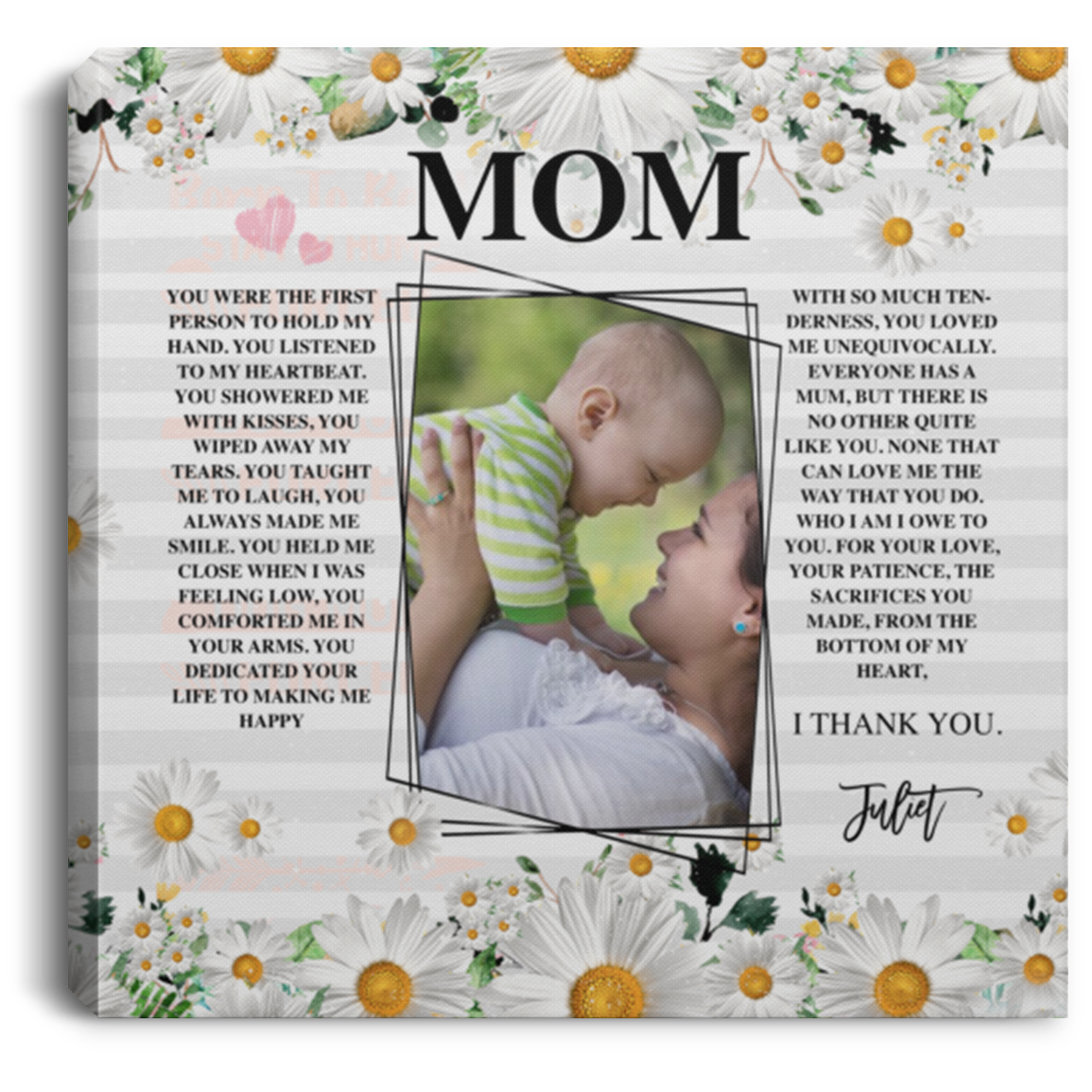 Personalized Photo Mom You Were The First Person Wrapped Framed Canvas Prints-Unframed Poster-Decor Wall Art, White, 0.75'' Framed Canvas Personalized Photo Mom You Were The First Person Wrapped Framed Canvas Prints-Unframed Poster-Decor Wall Art, White, 0.75'' Framed Canvas