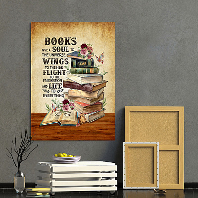 Alternative view of Books Give A Soul To The Universe Wings To The Mind Framed Canvas - Unframed Poster