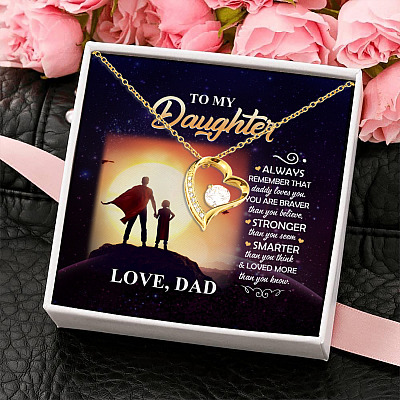 Alternative view of Dad To My Daughter Always Remember that Daddy Loves You You Are Braver Forever Love Pendant Necklace