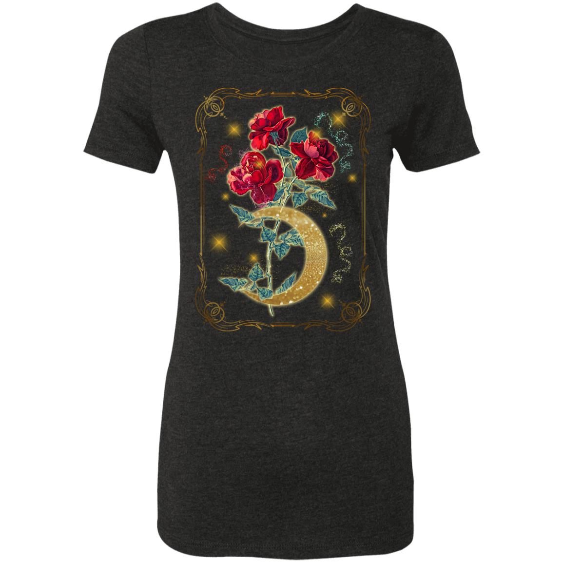 Occult Moon Rose, Vintage Black, Premium Ladies T-Shirt