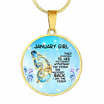 January Girl They Whispered To Her You Cannot Withstand The Storm Circle Pendant Necklace - Circle Luxury Necklace (Gold Plated)