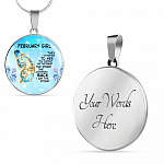 February Girl They Whispered To Her You Cannot Withstand The Storm Circle Pendant Necklace - Circle Luxury Necklace (Silver)