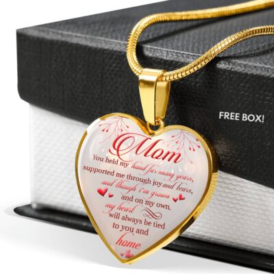 Mom You Held My Hand For Many Years Supported Me Through Joy And Tears Heart Pendant Necklace - Heart Luxury Necklace (Gold Plated)