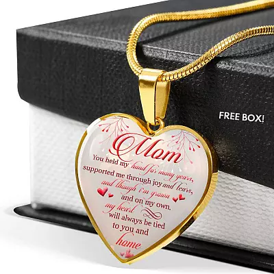 Mom You Held My Hand For Many Years Supported Me Through Joy And Tears Heart Pendant Necklace - Heart Luxury Necklace (Gold Plated)