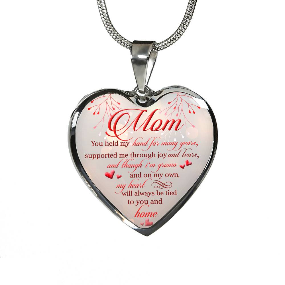 Mom You Held My Hand For Many Years Supported Me Through Joy And Tears Heart Pendant Necklace - Heart Luxury Necklace (Silver)
