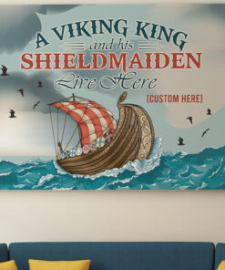 Alternative view of Personalized Viking Ship a Viking King and His Shieldmaiden Live Here Canvas Prints - Unframed Poster