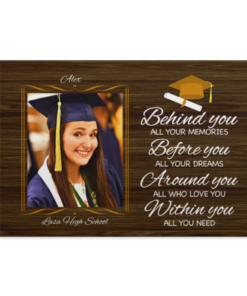 Personalized Custom Photo Graduation Behind You All Your Memories Class Of 2021 Canvas - Unframed Poster, White, 0.75'' Framed Canvas