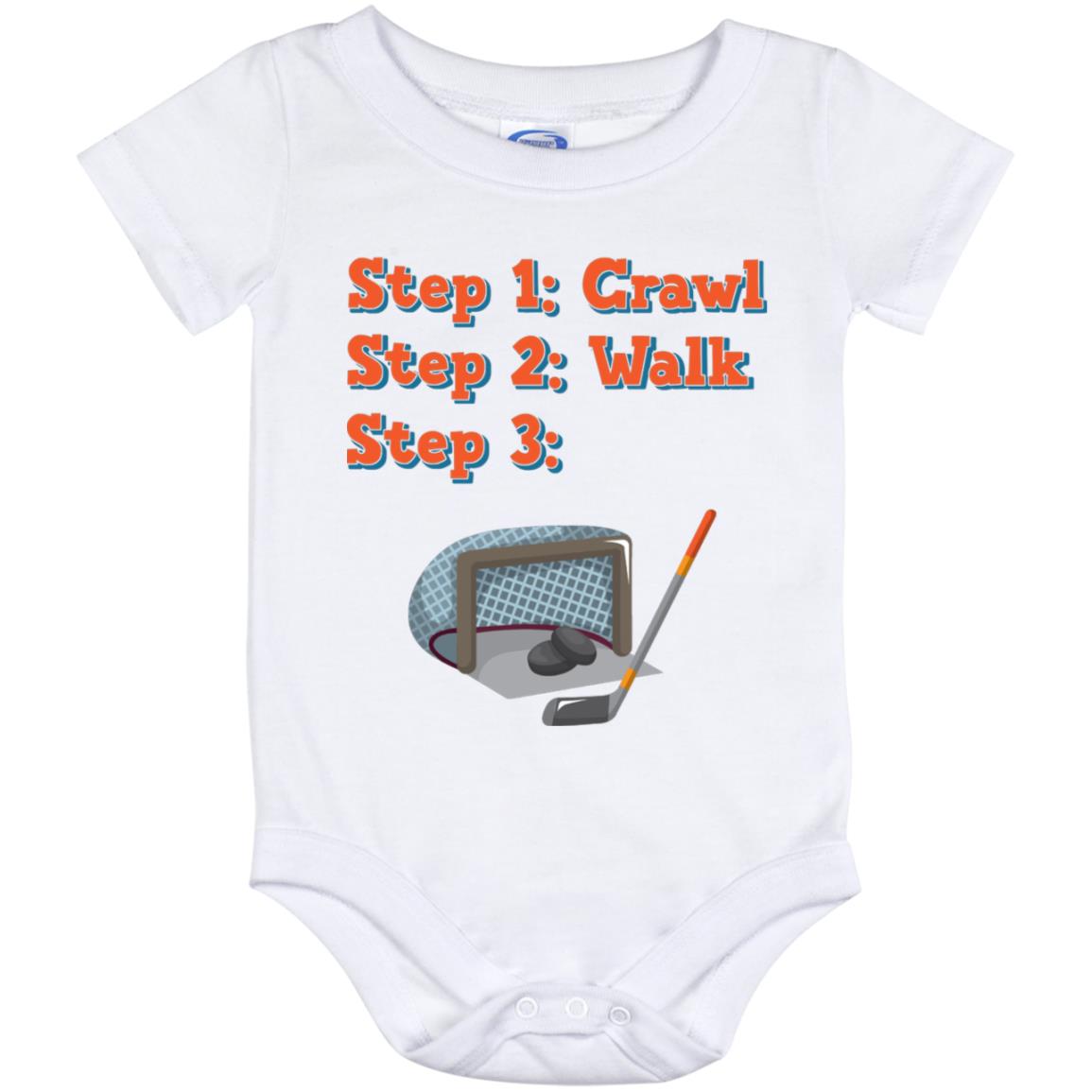 Crawl Walk Hockey, White, Baby Onesie - 12 Month