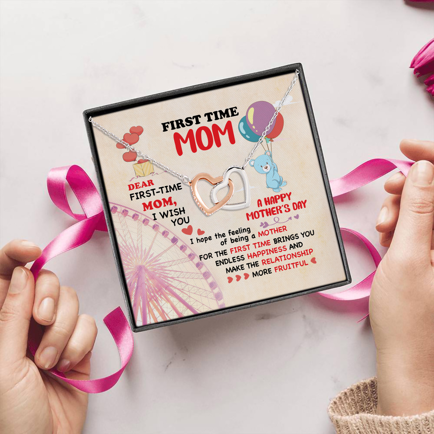 2KT. First Time Mom (6) Interlocking Hearts Necklace 5