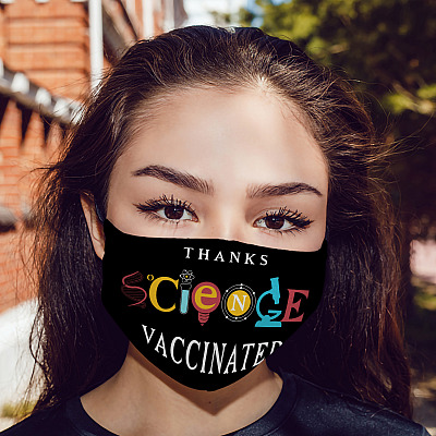 Alternative view of Thanks Science Vaccinated Washable Reusable Custom - Printed Cloth Face Mask Cover